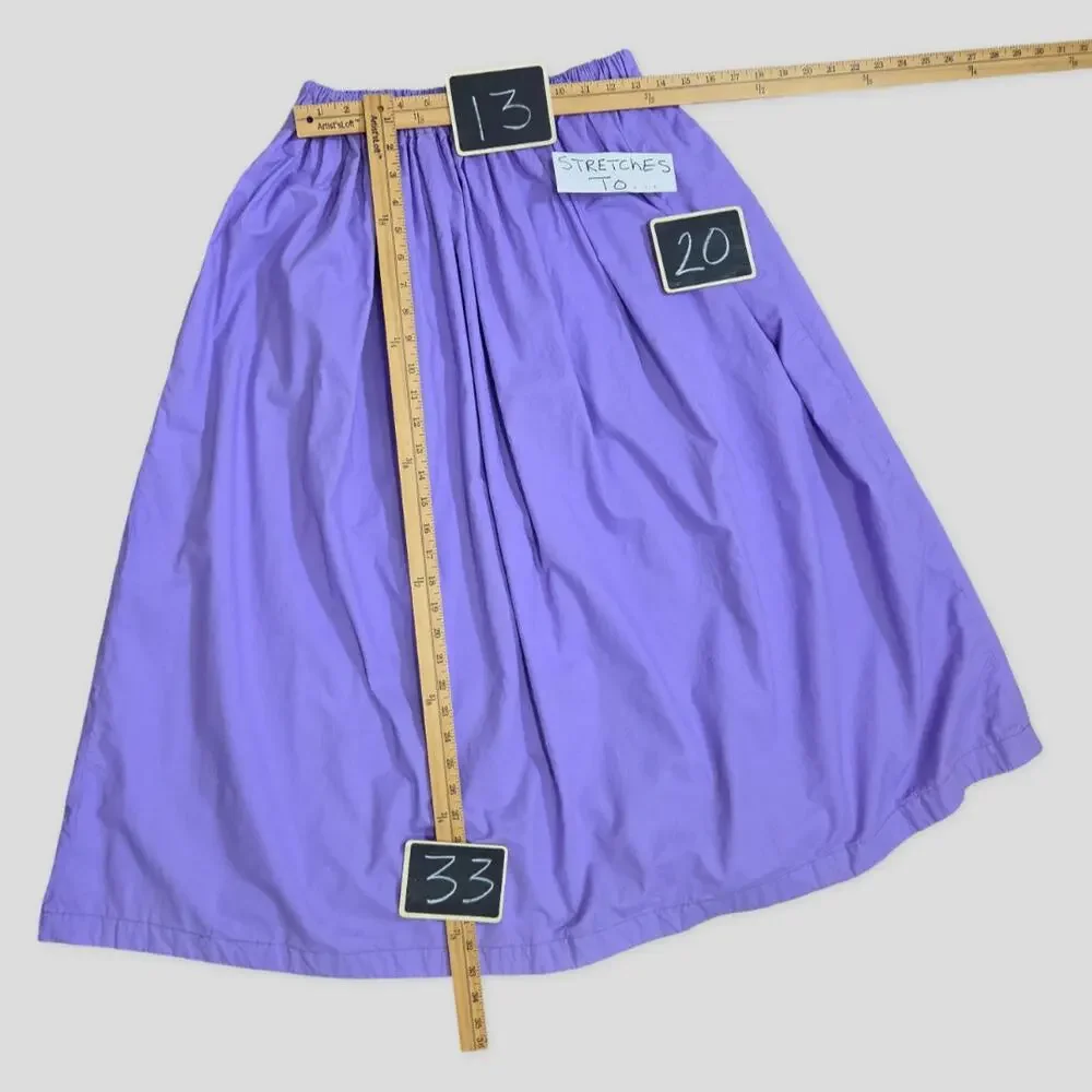 Handmade Purple Lavender Midi Skirt Womens Medium Elastic Waist A-Line Prairie